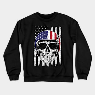 4th of July American Flag Skull Crewneck Sweatshirt